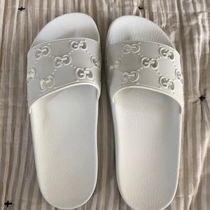 White Gucci Slides